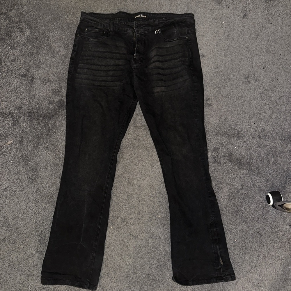 Black Bootcut Jeans with Natural Fading